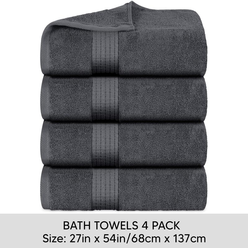 Utopia Towels 4 Pack Bath Towels, 27x54 Inches, 100% Ring Spun Cotton, Quick Dry & Soft, Highly Absorbent, Durable, Perfect for Daily Use Set Light sheet Premium Washcloth