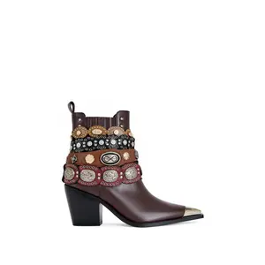 DUSAN-CHOCOLATE WESTERN BLOCK BOOTIE