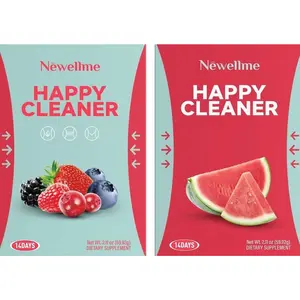 NEWELLME Happy Cleaner Super Greens Powder – Variety Pack (Watermelon & Berry), Sugar-Free Vegan Drink Mix with Chlorella & Spirulina, 28 Packets