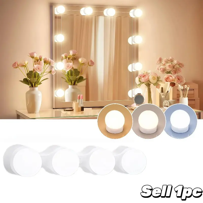 Portable Dressing Mirror Lights - Wireless LED Dressing Lights, Led Vanity Lights, Adjustable Brightness, 3 Lighting Modes, Suction Cup Lights for Bathrooms