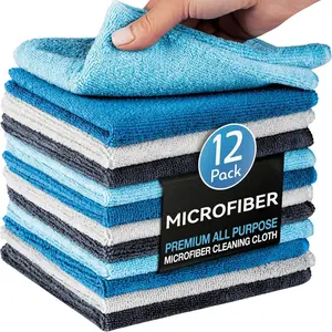 12 Pack Microfiber Cleaning Cloth 12x12 Inch – Super Soft Micro Fiber Towels for Cleaning Car, House, Kitchen, Windows, Glass, Dust, and More – Reusable Microfiber Clothes for Home and Auto Use