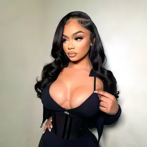 200 Density Human Hair Body Wave 13x4 HD Transparent Lace Front Wig black 13x6 Lace Frontal Wigs Glueless Wear and Go Pre Plucke