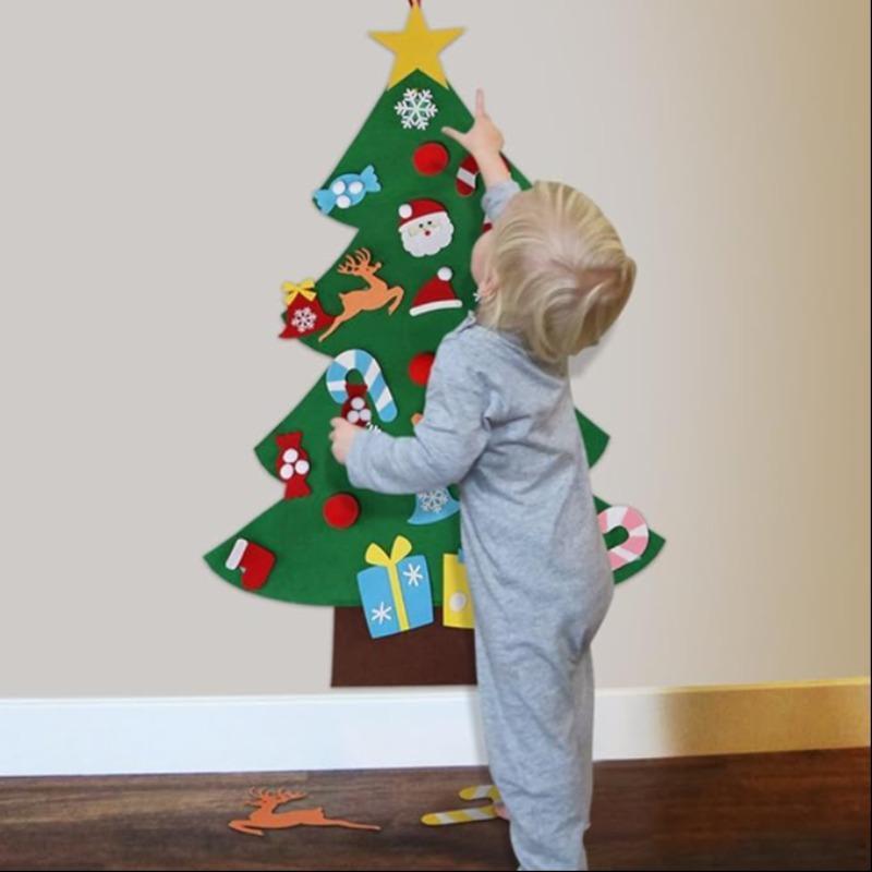 Felt Artificial Christmas Tree Set - Christmas Decorations 2025 with 26 Detachable Ornaments & LED Lights | DIY Wall Hanging Kit for Kids, Home Party Gift Felt Artificial Christmas Tree Set - Christmas Decorations 2025 with 26 Detachable Ornaments & LED Lights | DIY Wall Hanging Kit for Kids, Home Party Gift