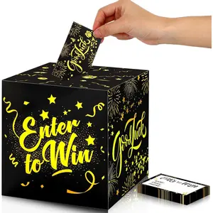 Black Safe Raffle Ballot Donation Suggestion Box with Raffle Tickets Entry Form Cards for Contest Carnivals Raffles Events