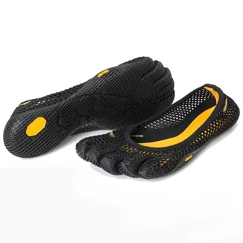 Black Five-Toe Yoga Shoes – Women's Toe-Separating Mesh Sneakers for Pilates, Running & Dance, Breathable Outdoor Fitness casual sporty all-season footwear