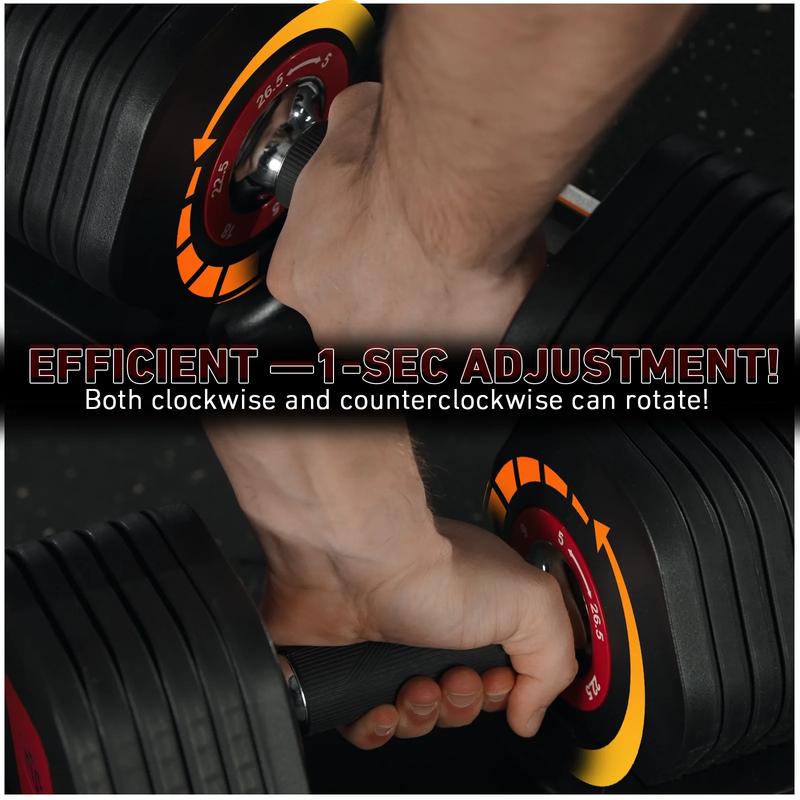 MIKOLO Adjustable Dumbbells Set 53LB Total 2 Weights 5-26.5LB 1-Second Adjustable Anti-Slip Handles Home Gym Equipment with 6 Weight OptionsMIKOLO