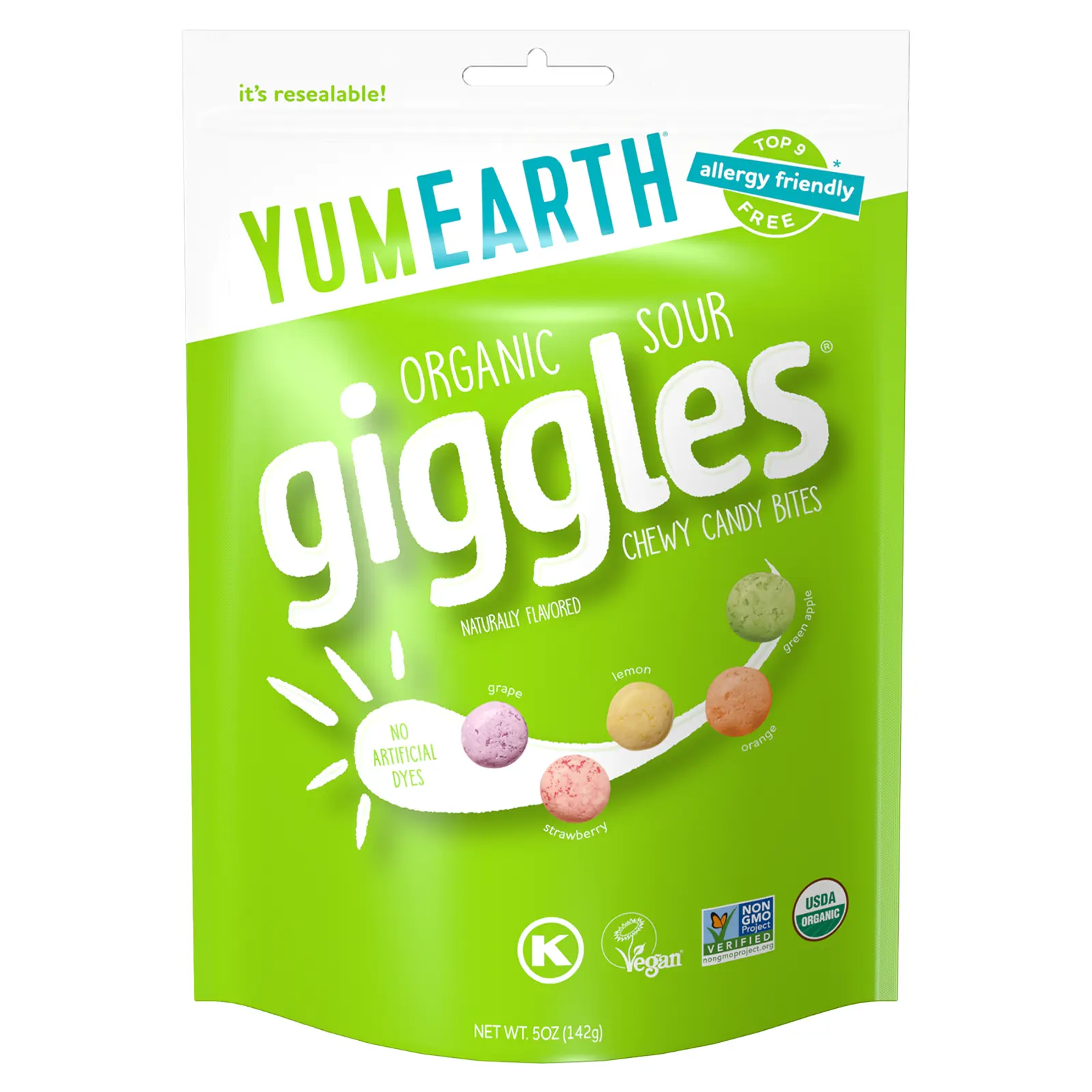 YumEarth Organic Giggles®, Chewy Candy Bites, Sour, 5 oz (142 g)