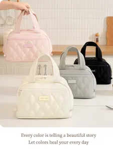 New Stylish Diagonal Zipper Lunch Bag for Work, Portable Insulated Tote, Ideal for Camping and Outdoor Activities, Lunch Box Bag