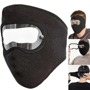 Windproof HD Goggles & Anti-Fog Mask Set, Tactical Windproof Winter Warm Full Coverage Outdoor Cycling Skiing, Breathable Dust-Proof Transparent Glasses, Unisex, Windproof Face Mask, Outdoor Dustproof Mask