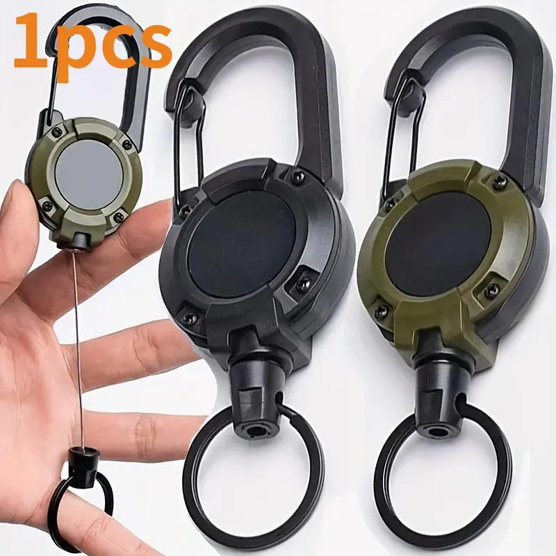 2 Durable Expandable Outdoor Keychains, Heavy Duty Key Ring, Ultra Large Size, Stable Steel Wire Rope Strap, Metal Connecting Rod Buckle, Ideal for Outdoors and Camping, Keychain for Bags, Bag Key Accessory