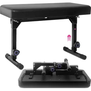 Foldable Dual Adjustable Piano Bench  Stool - Portable Piano Keyboard Bench Seat for Piano Keyboard Stand with Black Padded Cushion for Musicians Piano Stool Chair, Piano Desk