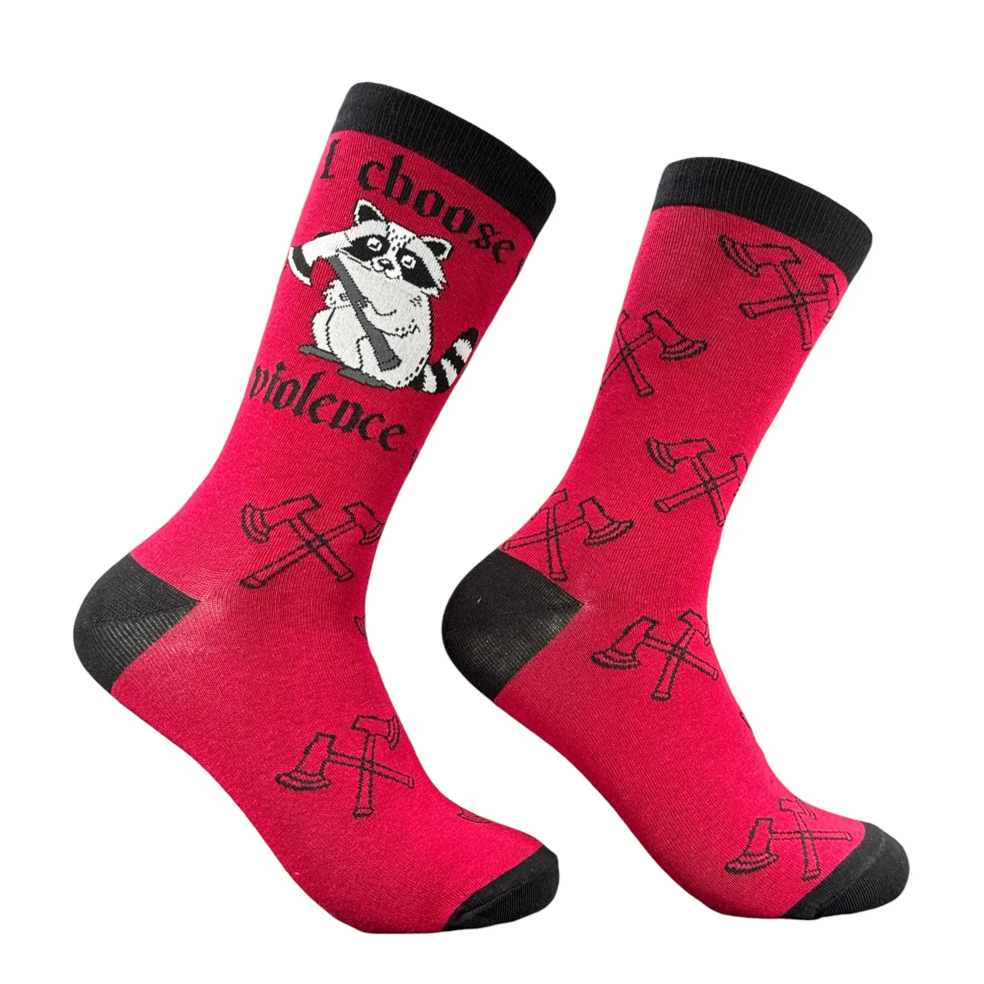 Women's I Choose Violence Socks Funny Sarcastic Raccoon Graphic Novelty Footwear For Ladies Funny Graphic Socks Comfortable Fitted Spandex Cotton