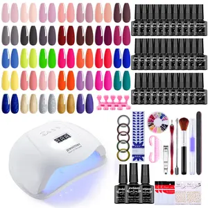 JEWHITENY Gel Nail Polish Kit with U V Light 120W LED Nail Lamp 33 Colors Nude Gray Pink Gel Polish Starter Kit Manicure, Soak off U V LED Gel Nail Polish Set Salon DIY Home Nail Decoration Gift for Women Gloss Nail Art