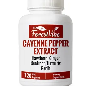 Cayenne Pepper Capsules, 7-in-1 Blend with Hawthorn, Ginger, Beetroot, Garlic & Turmeric, 120 Vegan Capsules, 2 Month Supply, Non-GMO and Gluten Free Capsaicin Pills
