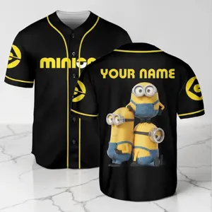 Personalize Minions Family Black, Personalized Baseball Jersey Family, Funny Movie Cartoon Gift For Fans, Custom Name Shirt #Baseballjersey