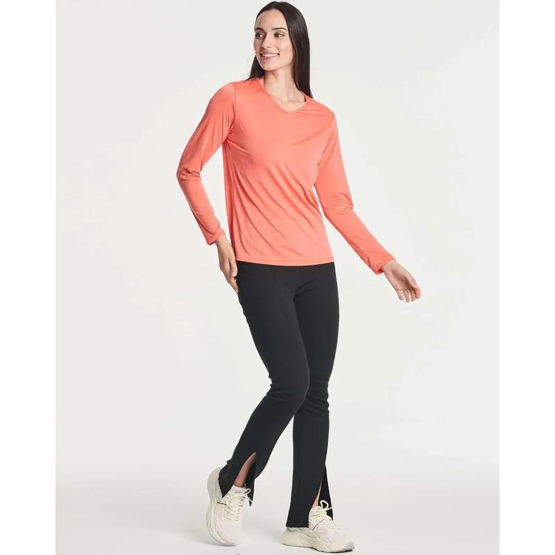 4-Pack: Women's Dry-Fit Long-Sleeve V-Neck Athletic Workout Shirt (Available in Plus Size)