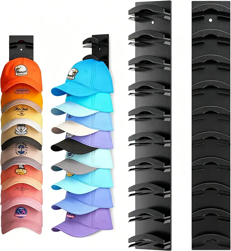 Hat Organizer for  Caps 2Pack, Hat Rack for Wall with Strong Adhesive Hold up to 20 Hats, Hat Hanger Holder Display for Door Closet,  Storage Multilayer Two Mounting Summervibes