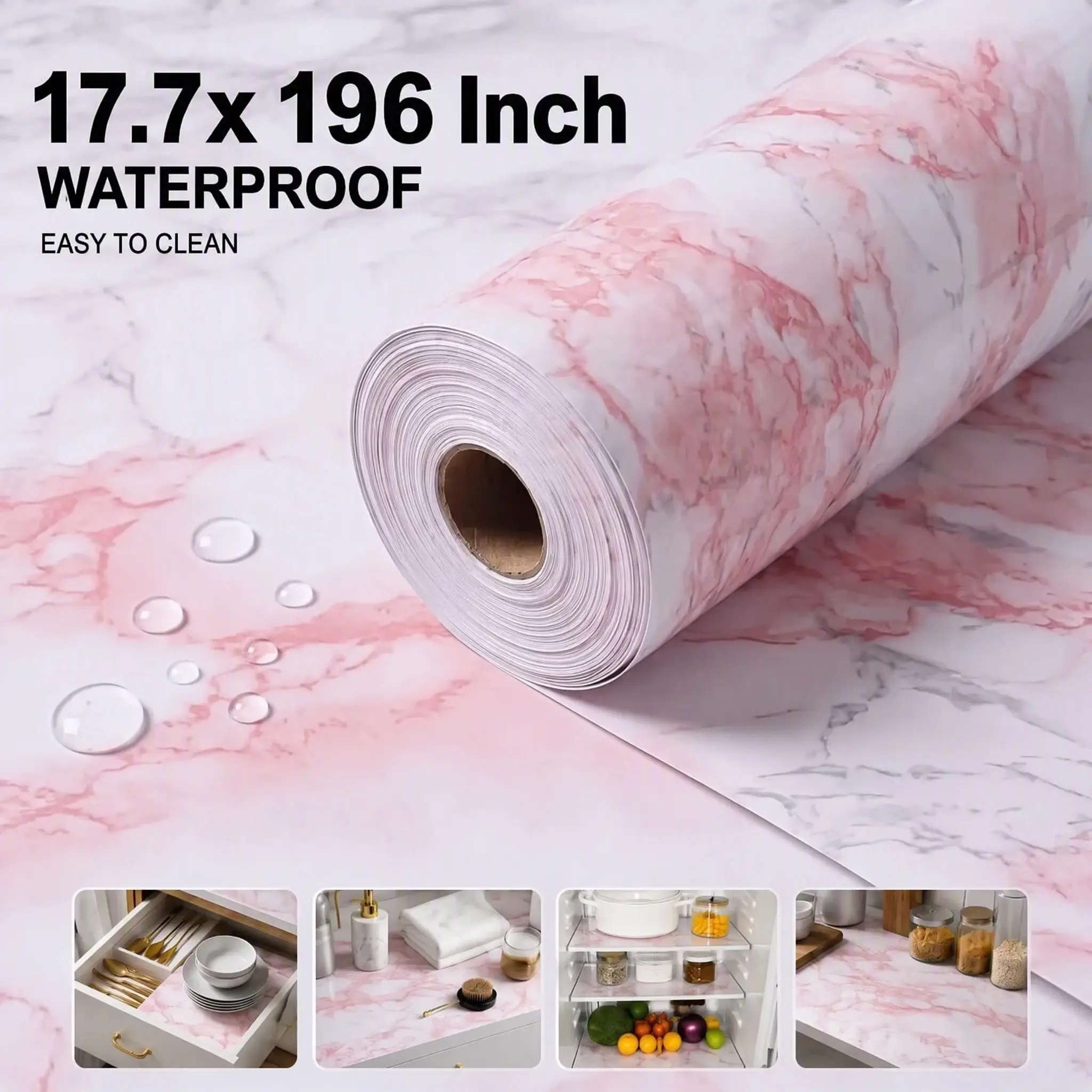 Marble Contact Paper for Table Peel and Stick Vinyl Wallpaper for Countertop Cabinet 17.7 x 196 Inch Waterproof Multi-purpose