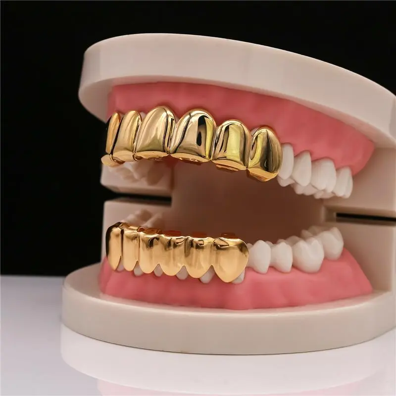 18K Gold Plated GRILLZ Top & Bottom Mouth Teeth Hip Hop Grill Hip Hop