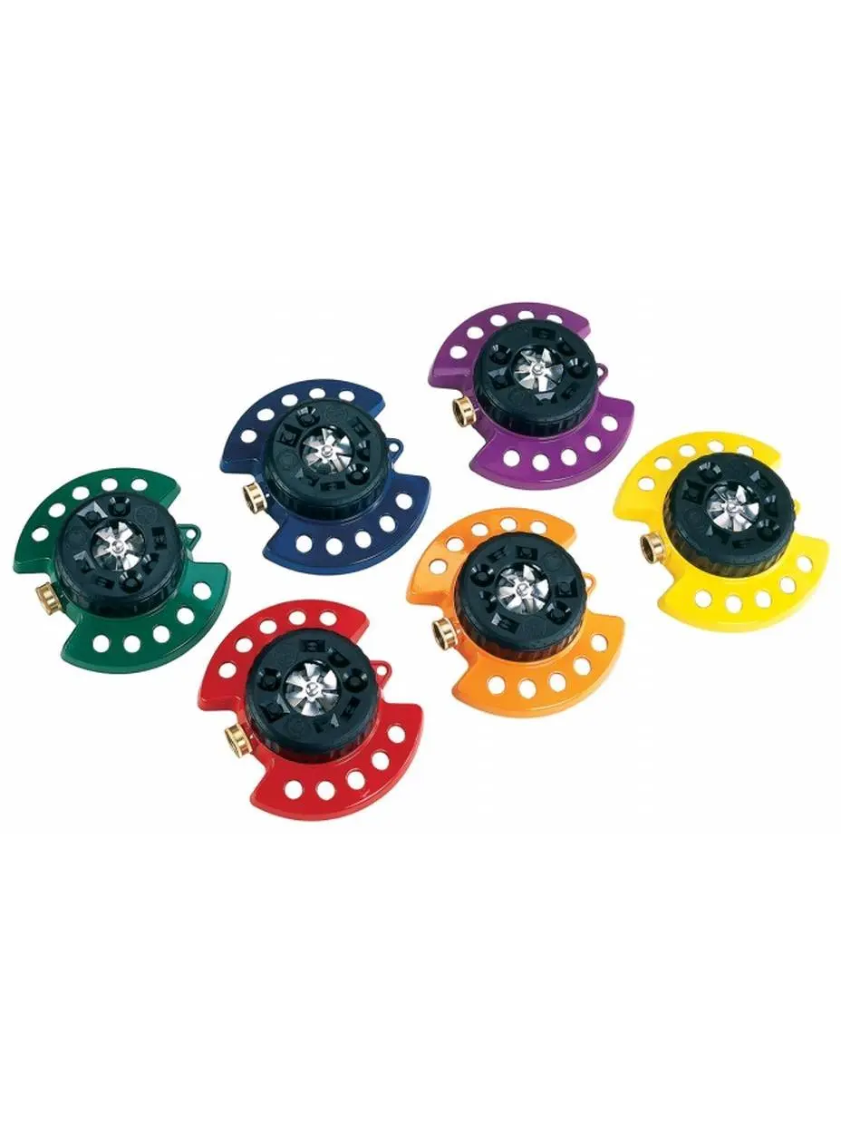 Dramm Corporation ColorStorm Durable Metal Sled Base Sprinkler, 9 Water Patterns Turret, 575 sq ft Coverage - 1 Assorted 9 Water Patterns Garden Watering Tool
