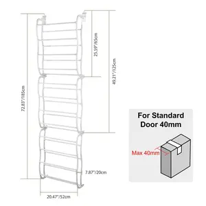 36 Pairs Over-The-Door Shoe Rack 12 Layers Wall Hanging Closet Shoe Organizer Storage Stand Requires Screwing Holes In The Door