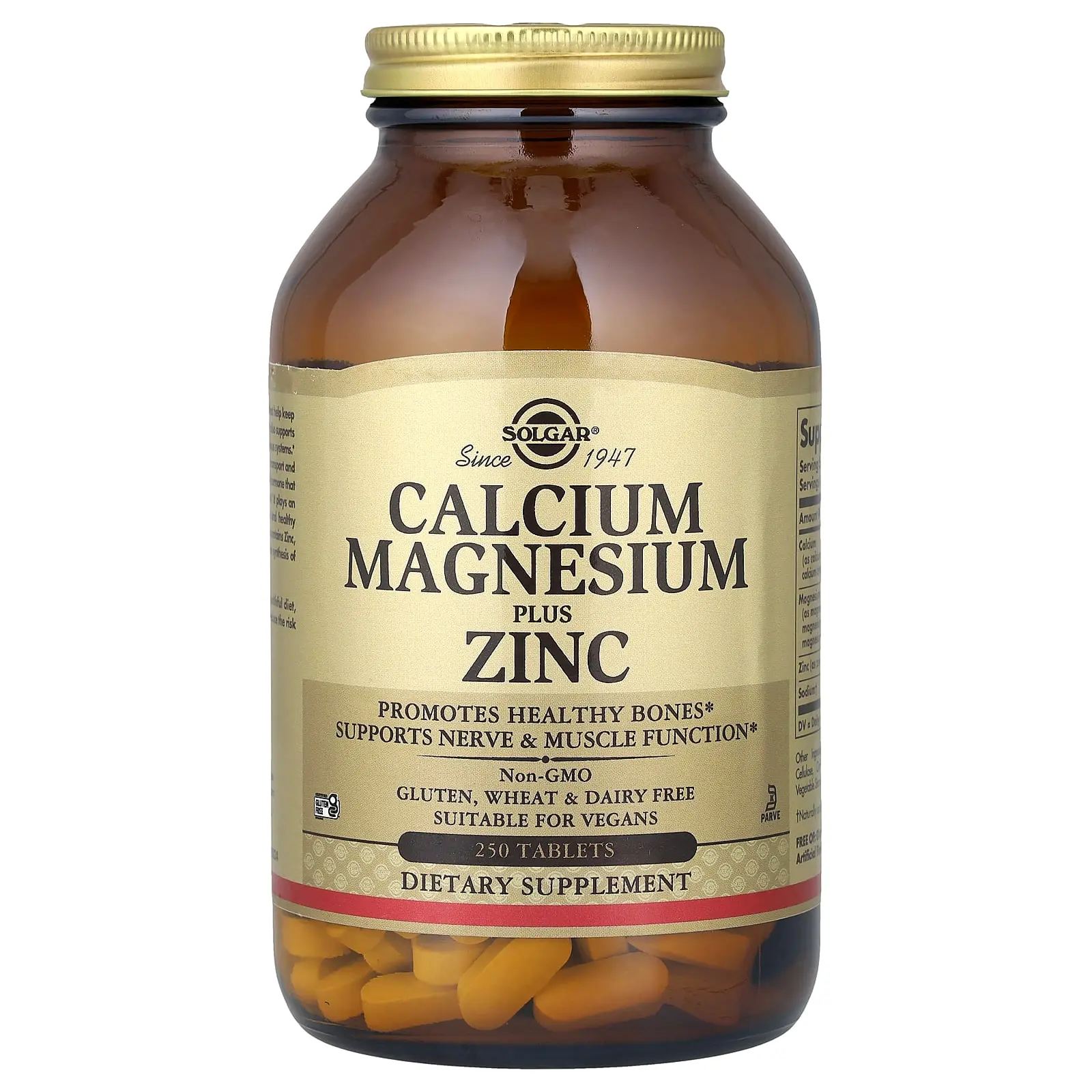 Solgar Calcium Magnesium Plus Zinc, 250 Tablets