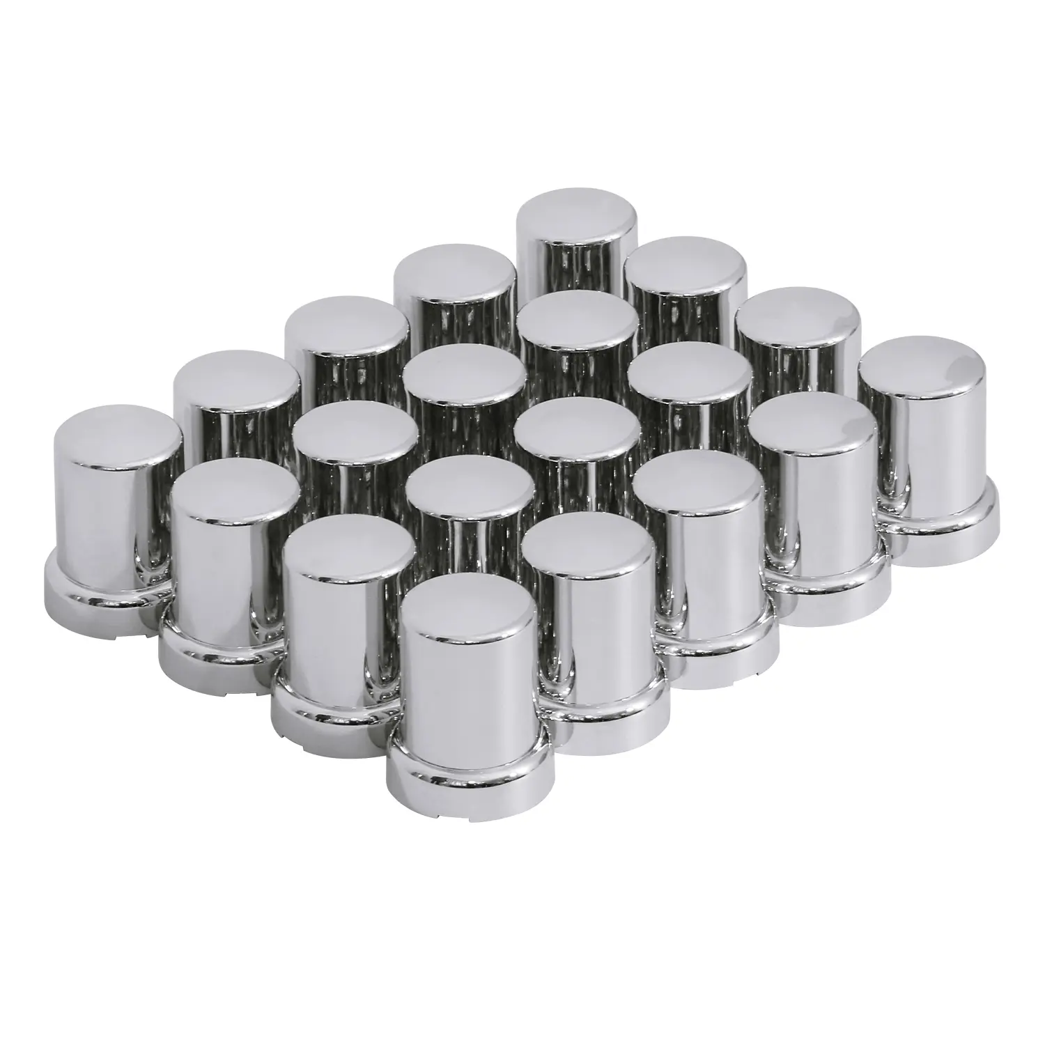 33mm Chrome High-Quality ABS Flanged Lug Nut Covers, Mirror Finish Push-On Auto Replacement Parts for Trucks/Cars, Prevents Loss - 20-Pack Option