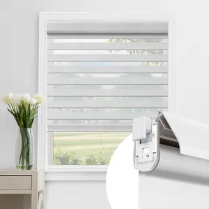 Allesin zen No Drill No Tools Cordless Zebra Blinds, Renter Friendly, Dual Layer Shades for Indoor Windows, Easy to Install Thermal Insulated Privacy Blinds