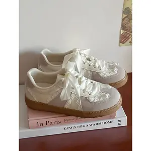 Women’s new breathable mesh casual sneakers—versatile lace-up ballet flats, athletic training footwear