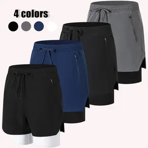 2 Pack Mens 2 in 1 Running Shorts Quick Dry Lightweight Sport Athletic Shorts with Liner, Workout Shorts with Zip Pockets