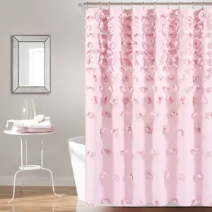 Lush Decor Vintage Glam Handmade Bows Shower Curtain 72x72", Lilac