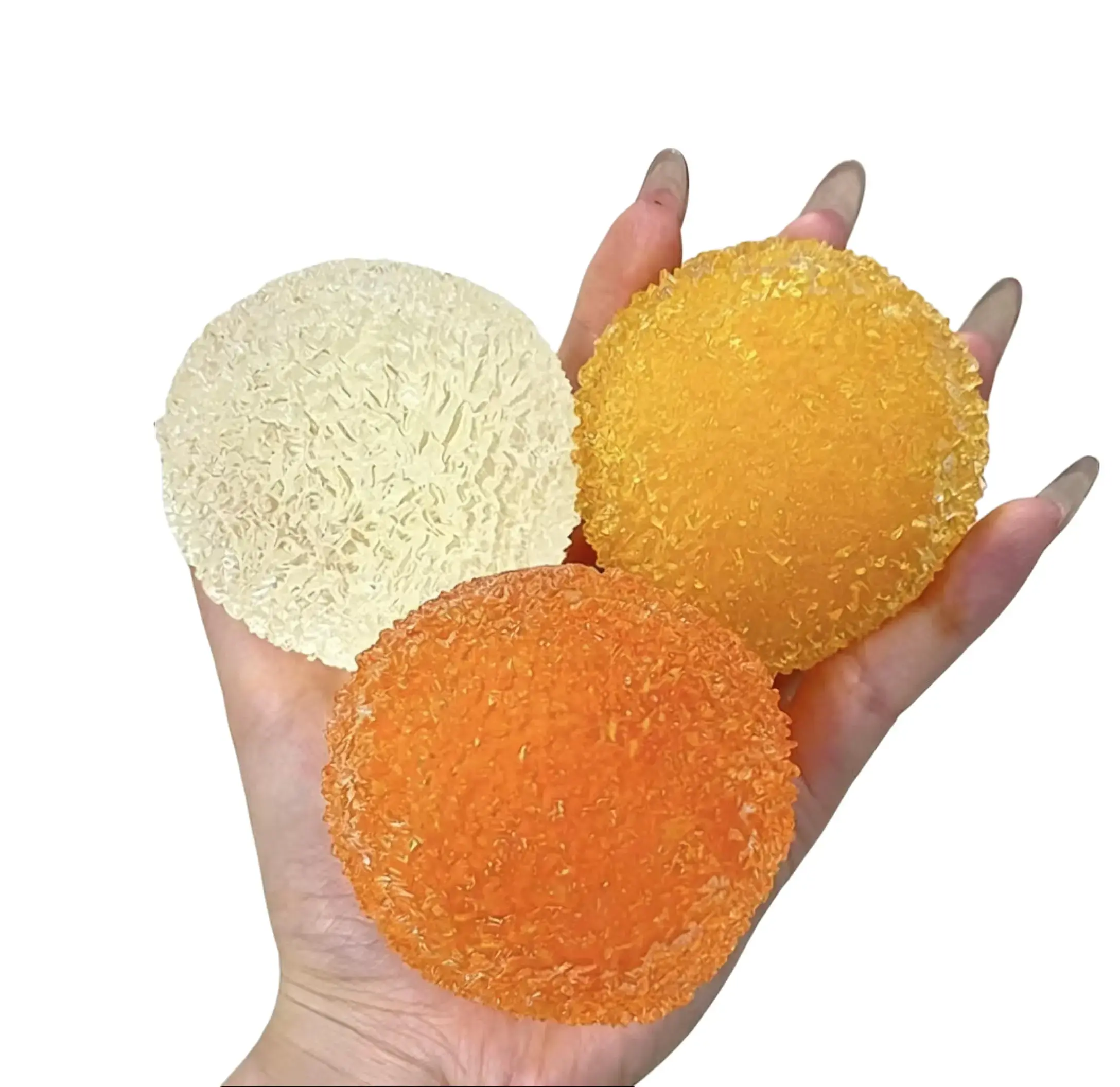 Chiboki Crushed Ice Slush Round Squishy ball, Textured Non-Rebound Jelly Stress Relief Toy, Cool Pastel Squeeze Fidget Toy, Portable Aesthetic Desk Decor, Ideal Birthday Christmas Party Favor Gift for Teens & Adults