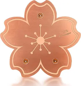 99.99% Pure Copper Bird Bath Disk, Triple Point Support Design Lower Cleaning Frequency for Physical Safe Water Purify Outdoor Bird Bowls All-Season (1, Copper Flower)