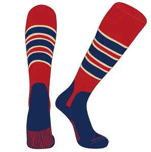 PEAR SOX OTC Baseball Softball Stirrup Socks (C, 5in) Red, Tan, Navy, Navy