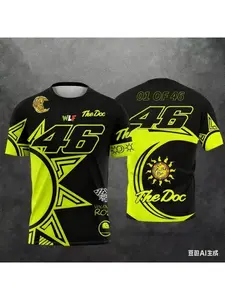 2025 New NO.46 Valention Rossi Racing Enthusiast Men's Commemorative Summer Fashion Breathable T-shirt Pattern Shirt