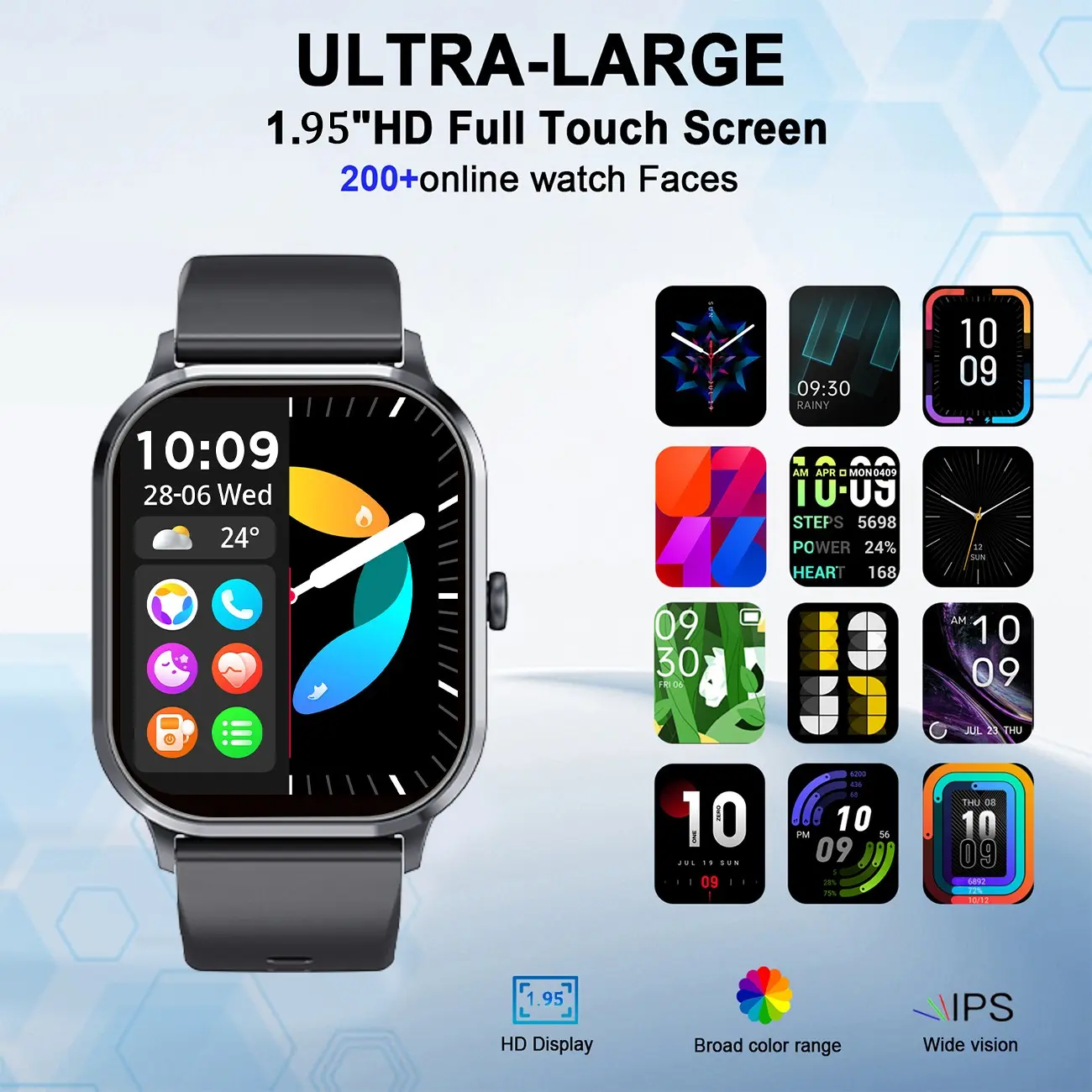 [100+ Sports Modes] Smart Sports Watch: All-Day Heart Rate + SpO2 + Sleep Tracking, Women's Health + Breath Training, Bluetooth, Magnetic Charging 300mAh, Multi-Platform Message Alerts, Step Tracking + Remote Camera, Screen