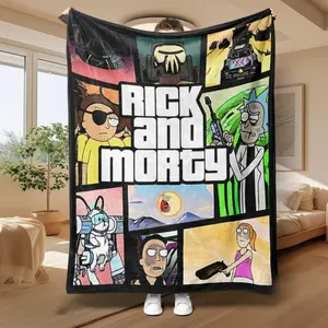 Rick and Morty Comic Theme Blanket, Throw Blanket, Soft and Comfortable, Multi-Scene Use, Perfect Gift for Fans, Ideal for Bed, Office, Sofa, Camping, Travel,holiday gift Dream Weave Home