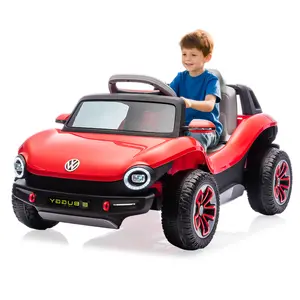 Volkswagen Licensed Beetle 12V Electric Ride On Car for Kids, Parental Remote Control Toddler Ride on Toy, LED Lights, Music, USB, Horn, 1 Seater, 4-Wheeler, 66lbs Capacity