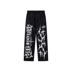 Men’s vintage wash tie-dye print jogger pants, casual fashion straight-leg sweatpants, trendy all-season wear