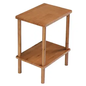 CalidoCasa 2-Tier Wooden End Table with Storage Shelf, Weather Resistant Outdoor Side Table for Patio, Balcony, Poolside, Living Room, Ideal for Homeowners and Apartment Living