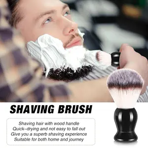 2 Pack Men’s Shaving Brush with Synthetic Bristles & Wooden Handle – Wet Shave Tool for Cream or Soap, Travel-Friendly Beard Brush, Perfect Grooming Gift for Him