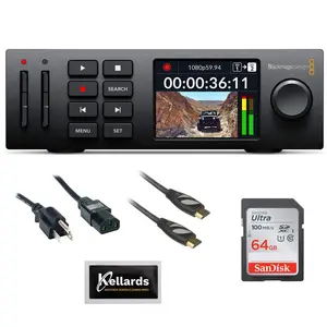 Blackmagic Design HyperDeck Studio HD Mini Bundle with 64GB Ultra SDXC Memory Card, PC Power Cord, HDMI Cable and Screen Cleaning Wipes (5-Pack)