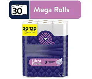 Ultra Plush 3-Ply Toilet Paper, 30 Mega Rolls