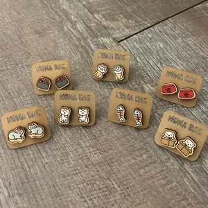 Cat Stud Earrings – Cute Kitty Wooden Earrings