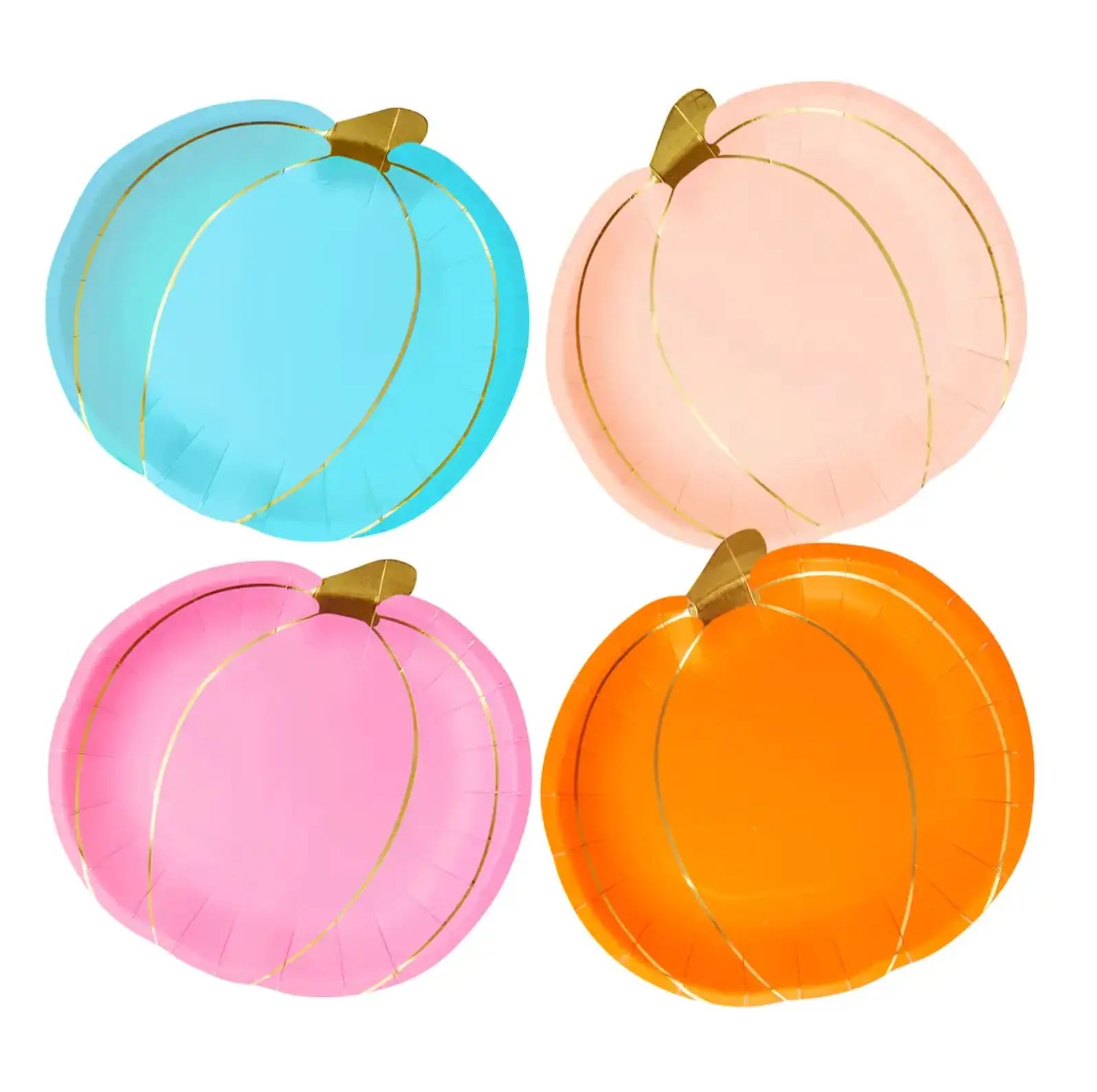 Colorful Pumpkin Party Plates  Fall Decor for Halloween, Thanksgiving & Autumn Events – 8 Pack