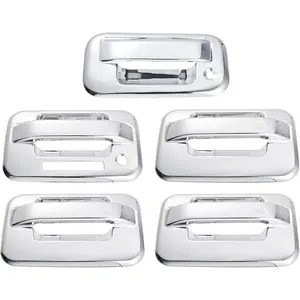 Driver and Passenger Side Chrome Silver Tone Car Exterior Outside Door Handle Cover with Tailgate Covers Decor Trim for Ford F-150 4DR 2004-2014 / Outside/Durable / 1 Set