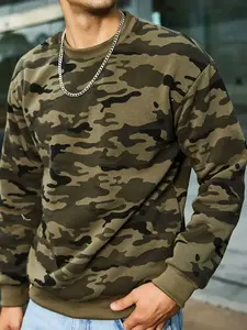 Modern Camouflage Long-Sleeved Sweatshirt 100% Cotton Casual Outdoor Essential Item No Hood Size Chart Reference Local Warehouse Shipment