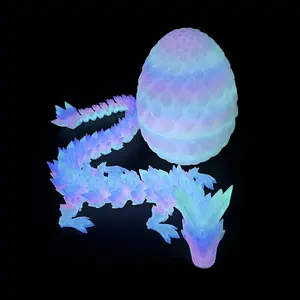 3D Printed Dragon, Fantastic Movable Change Shape Statue Luminous Dragon, Glow in The Dark, Eggs Figurine, Decor for Desk