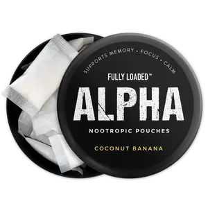 ALPHA Coconut Banana Nootropic Pouches by Fully Loaded - Calm, Focus, Memory - Sugar Free