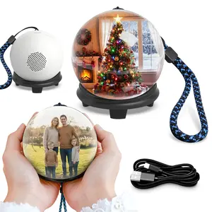 Digital Memory Orb Ball - 2.7" Crystal Memory Sphere Lamp with Video & Photo Upload | Personalized Digital Ornament Gift | USB Video Ball for Christmas, Birthday, Anniversary (White)